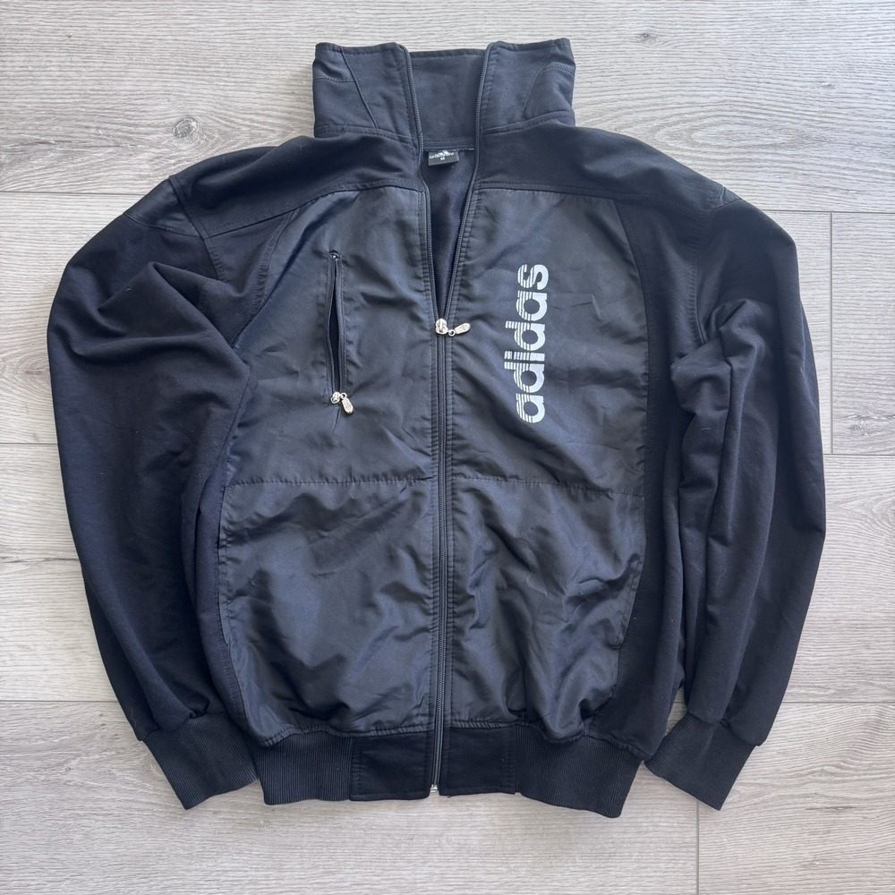 Adidas Neo-Sub Men's Hooded Full-Zip black Windbreaker Jacket M retro style